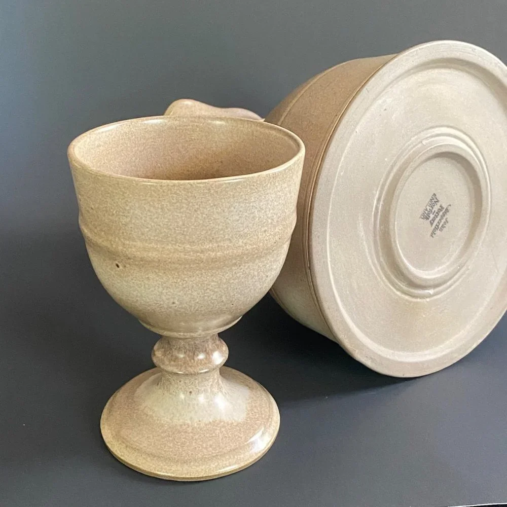 John Chipperfield pottery pitcher jug &‎ goblet Norfolk England set